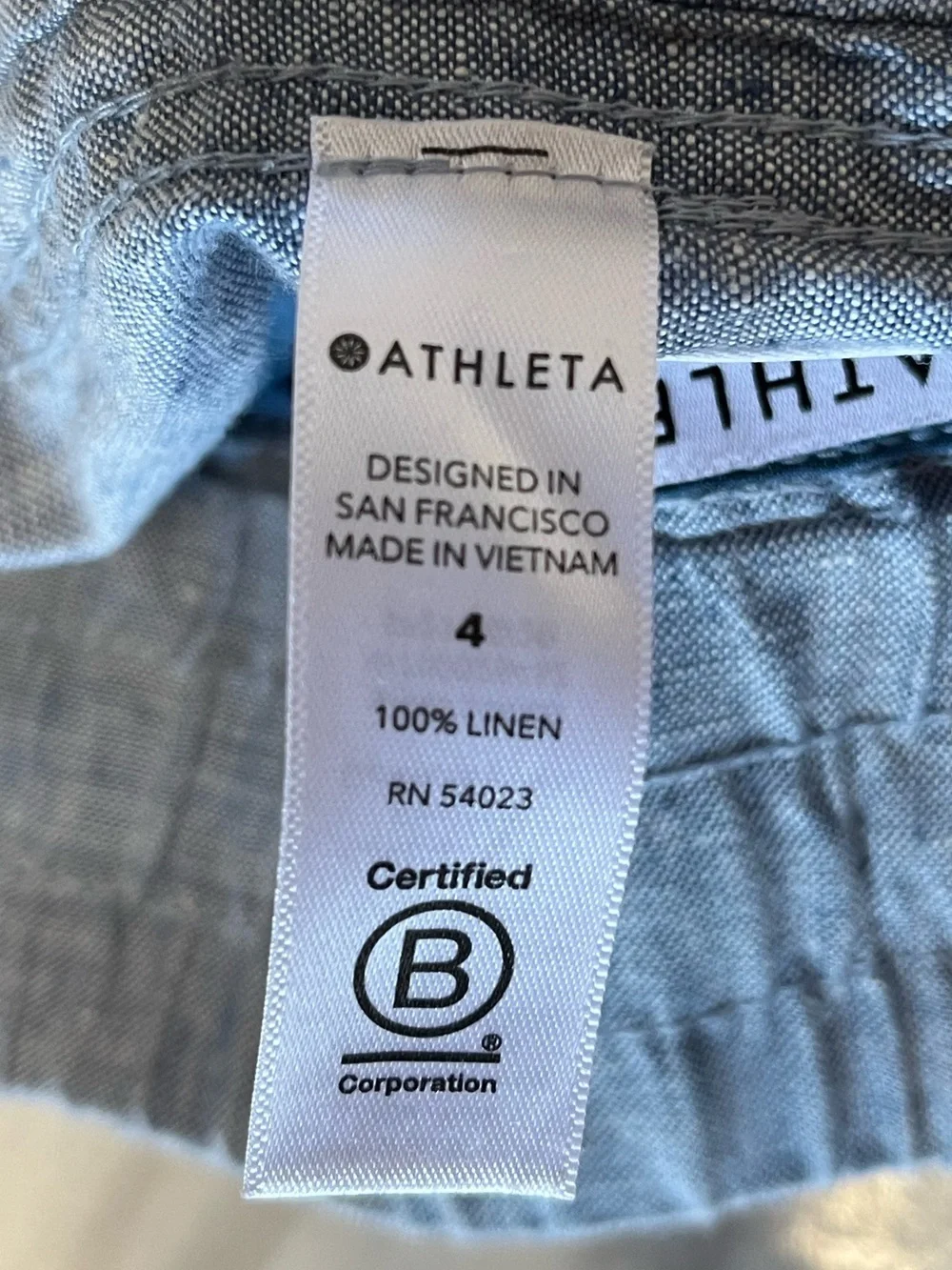Athleta | Cabo Linen Wide Leg Pants Chambray Blue 4 - Picture 8 of 8
